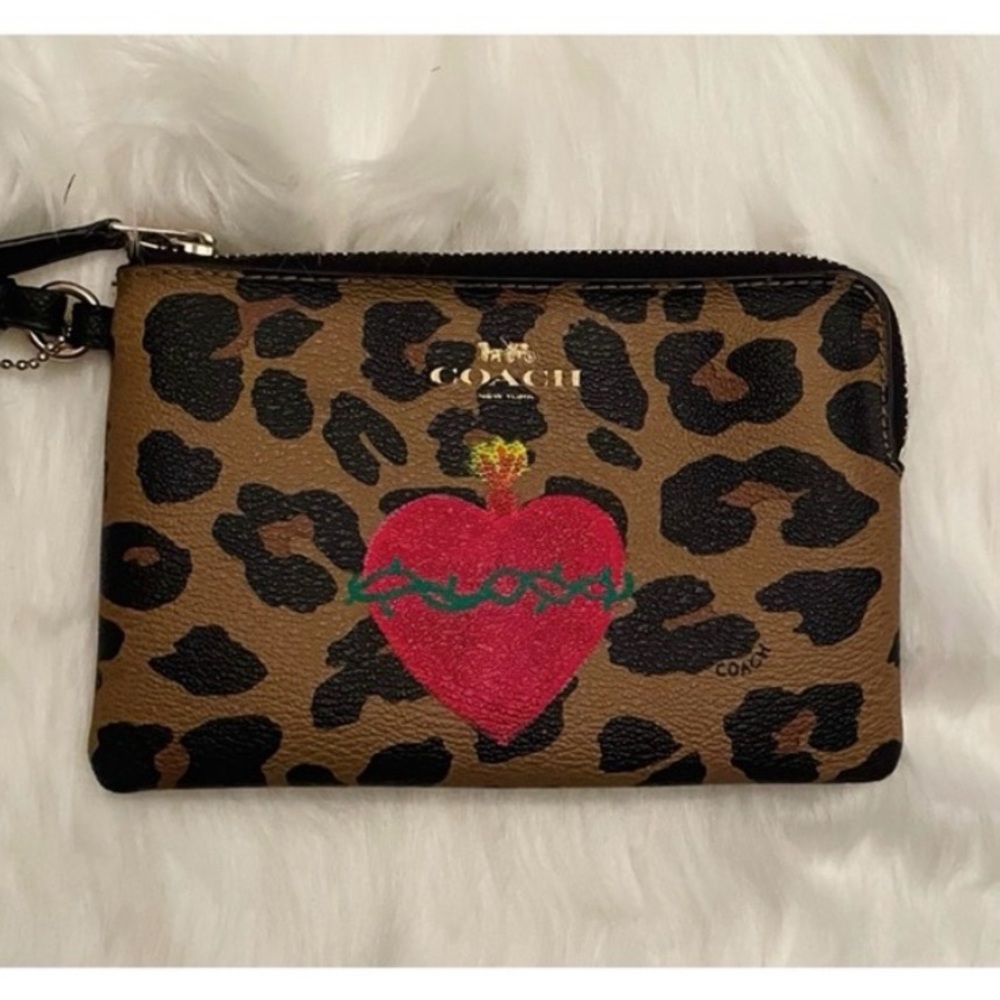 Sacred Heart Cheetah Wristlet